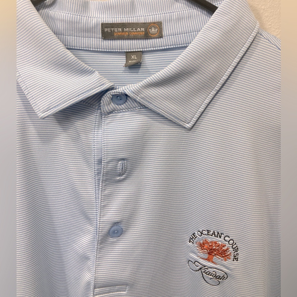 Peter Millar golf Polo with Kiawah Island Ocean Course logo - light blue - XL